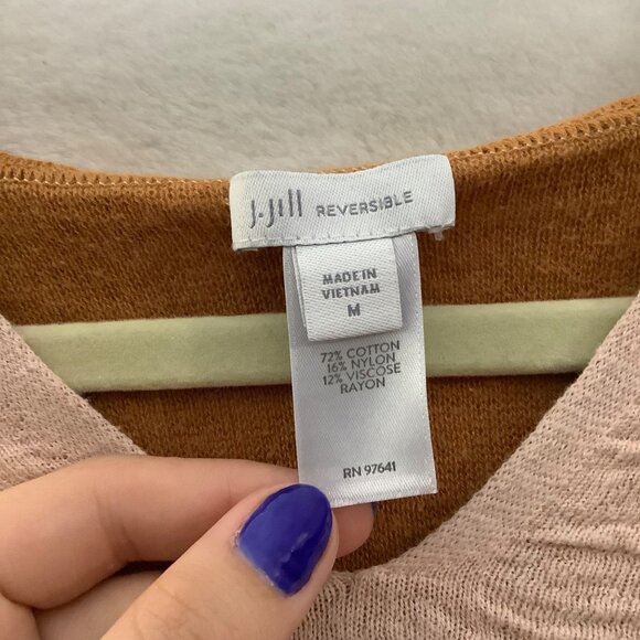 J.Jill Reversible Textured Terracotta Cameorstof Hoodie Sweater Women Medium - Picture 2 of 7